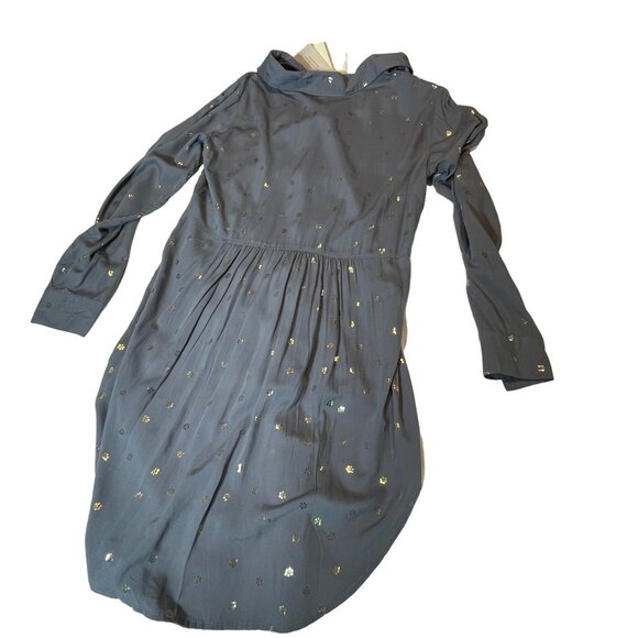 Solitaire Women's Medium Gray artisan Metallic Floral High-Low Button-Up Tunic S - Picture 2 of 8